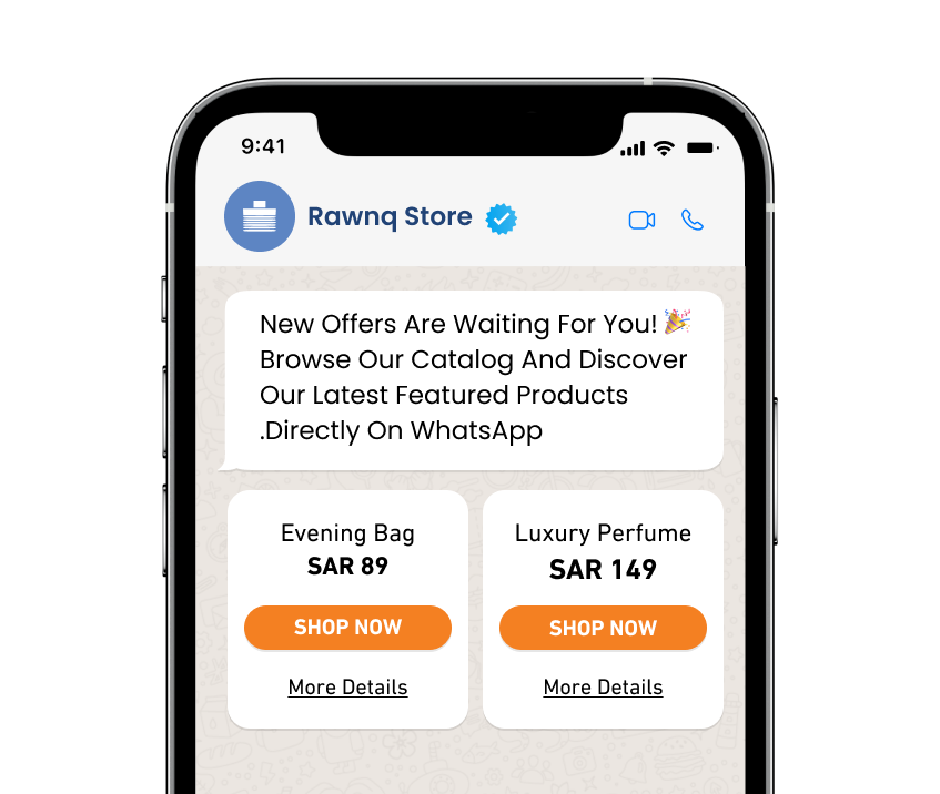 WhatsApp product catalog on a smartphone